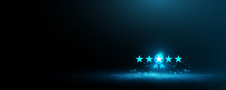 Cinque stelle di valutazione e recensioni positive