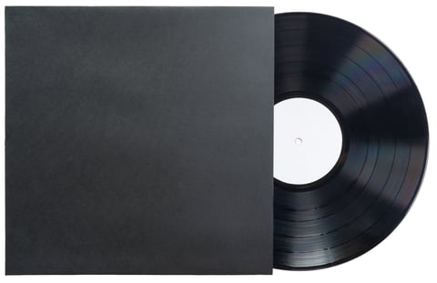 Black vinyl LP with customizable sleeve cover mockup