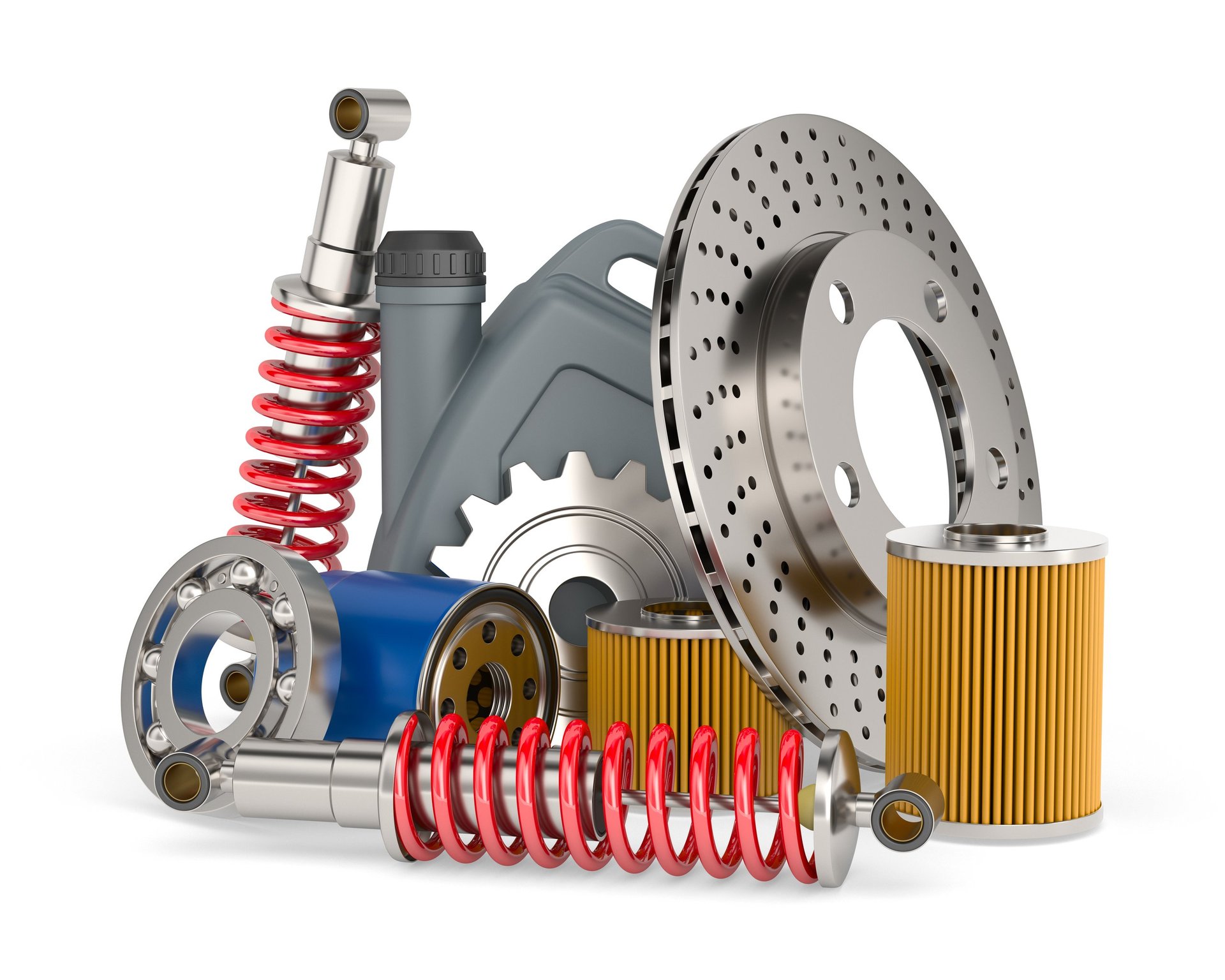 Auto parts on white background