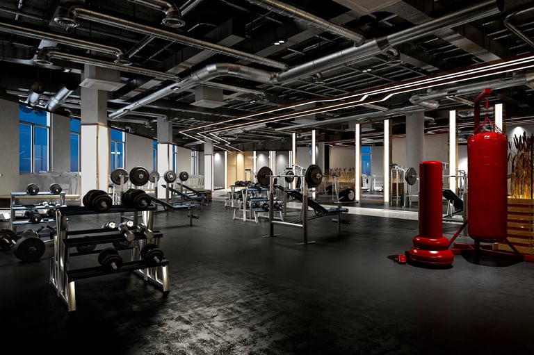 3D render of a gym fitness wellness center