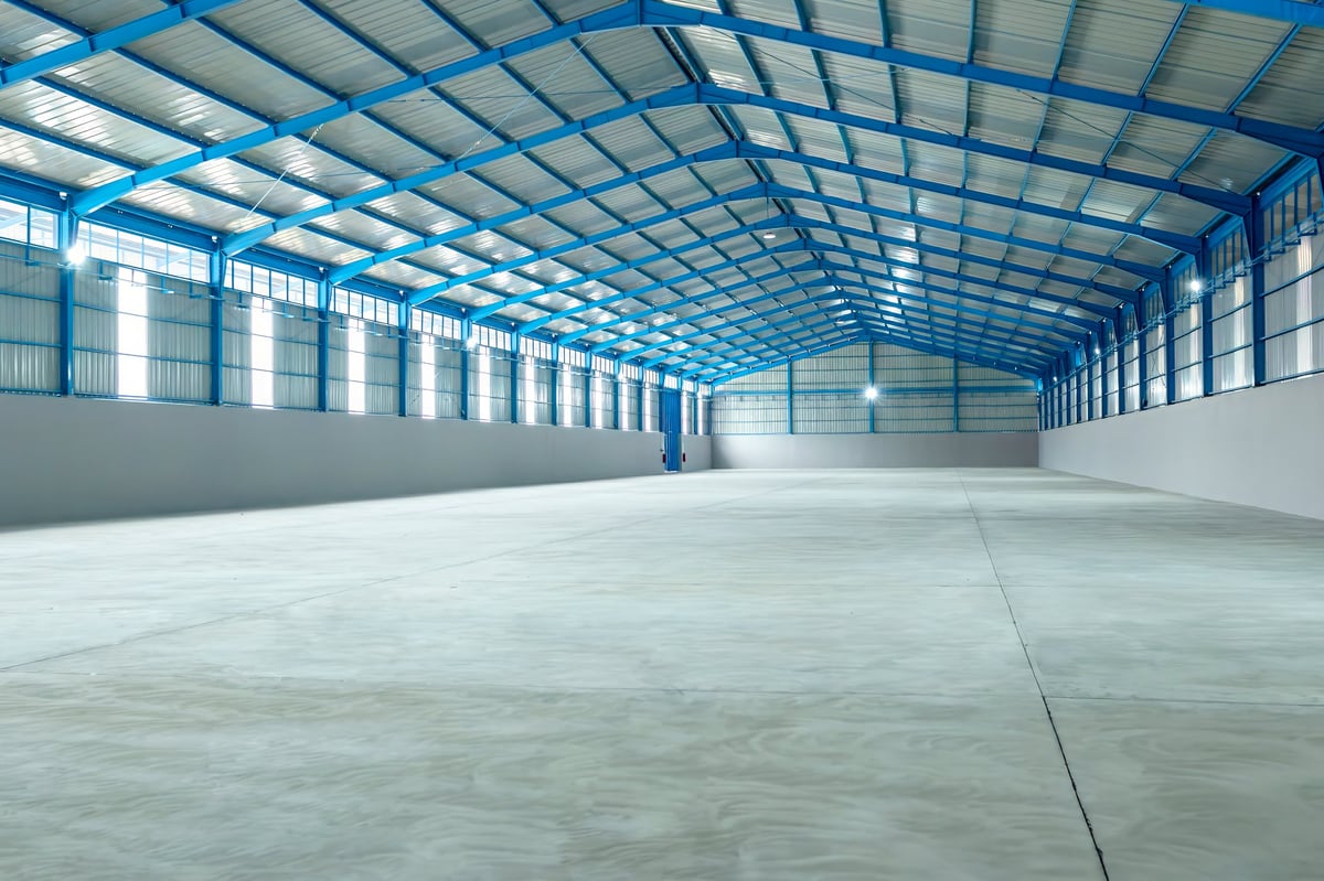 Large commercial warehouse with premium industrial flooring