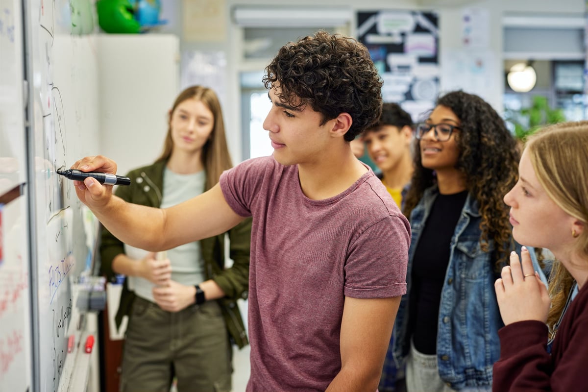 Lighthouse Private Christian Academy middle school students preparing for class