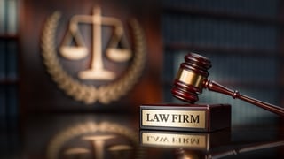 Judge gavel and wooden stand in law firm