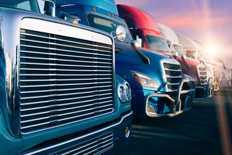 18-wheeler semi truck hauling cargo containers
