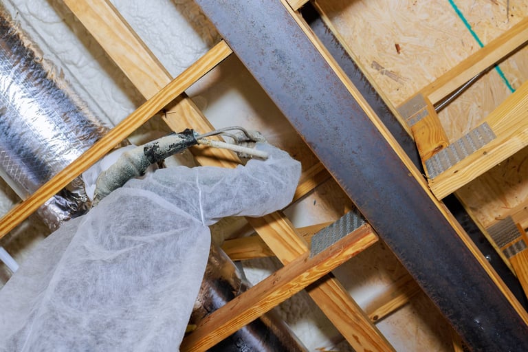 Spray foam insulation installation
