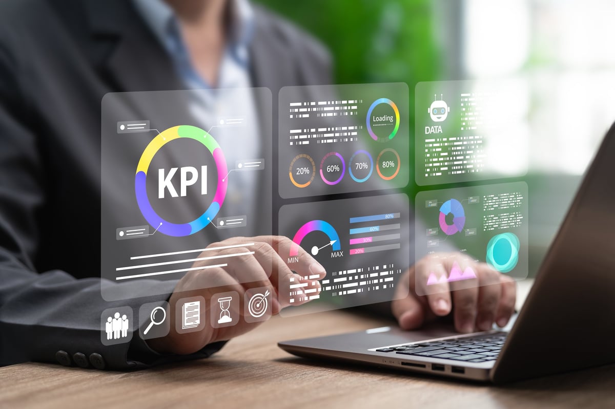 KPI Data Analysis and Business Performance Metrics Dashboard Concept
