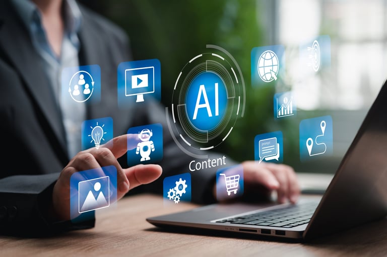 AI marketing strategy and content creation concept