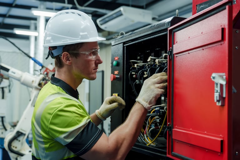 Technician working on systems