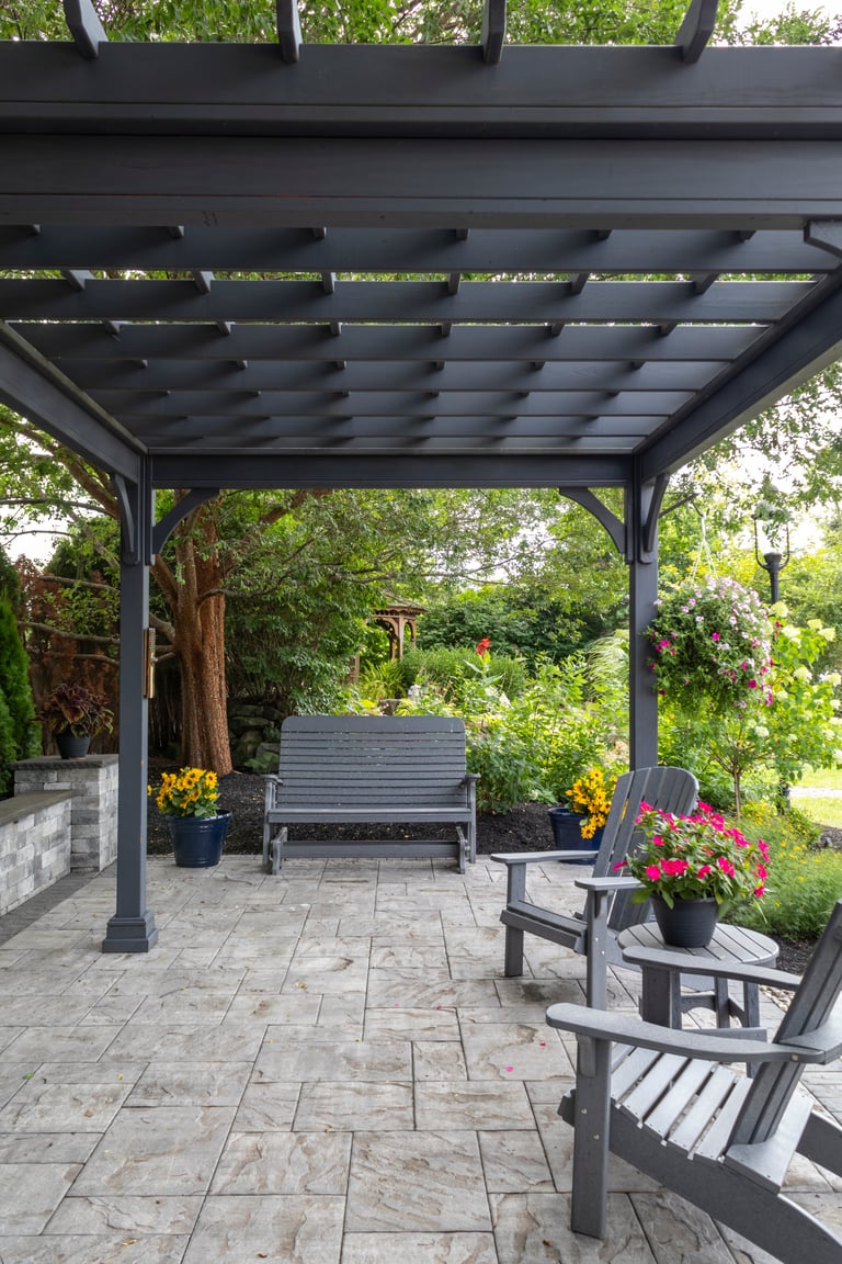 Landscaper laying patio