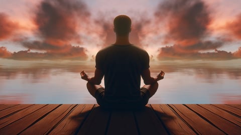 Meditation and spirituality concept for design in wellness, yoga, and spiritual themes.