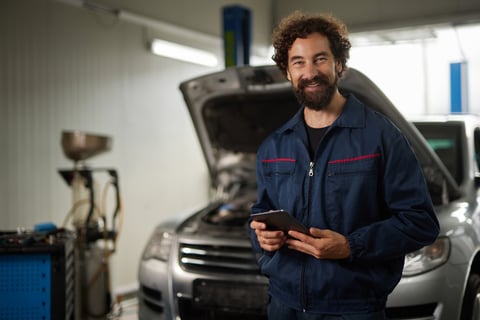 Mechanic performing diagnostics