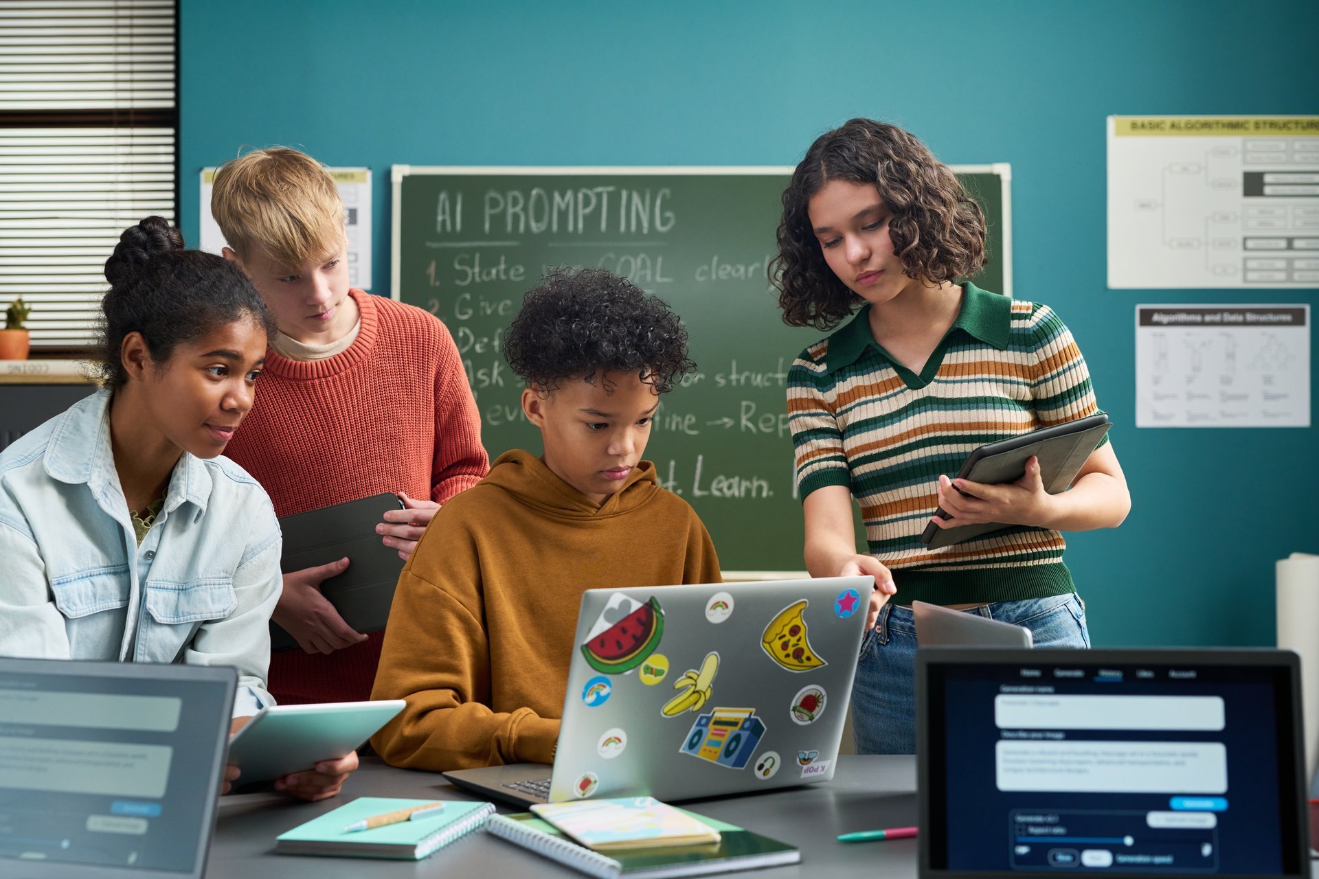 Lighthouse high-school students collaborating on their studies