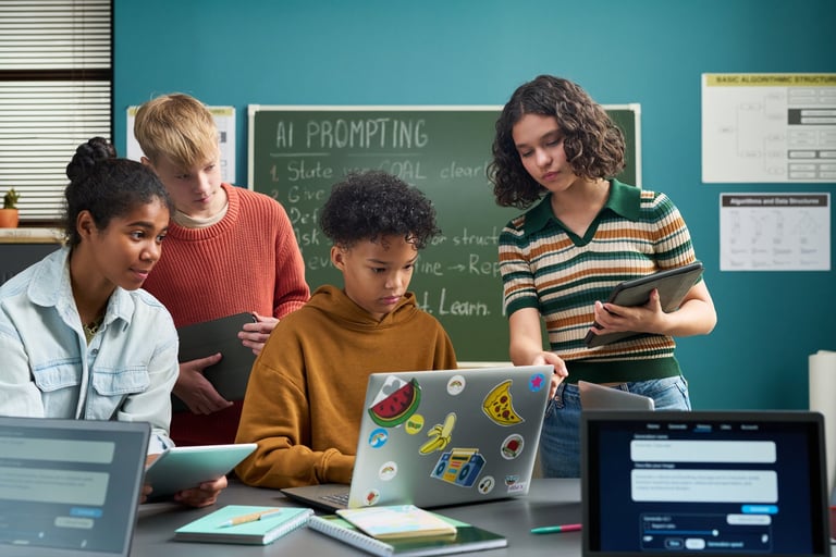 Multiethnic students learning together