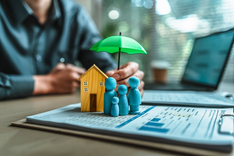 Family and home protection insurance concept