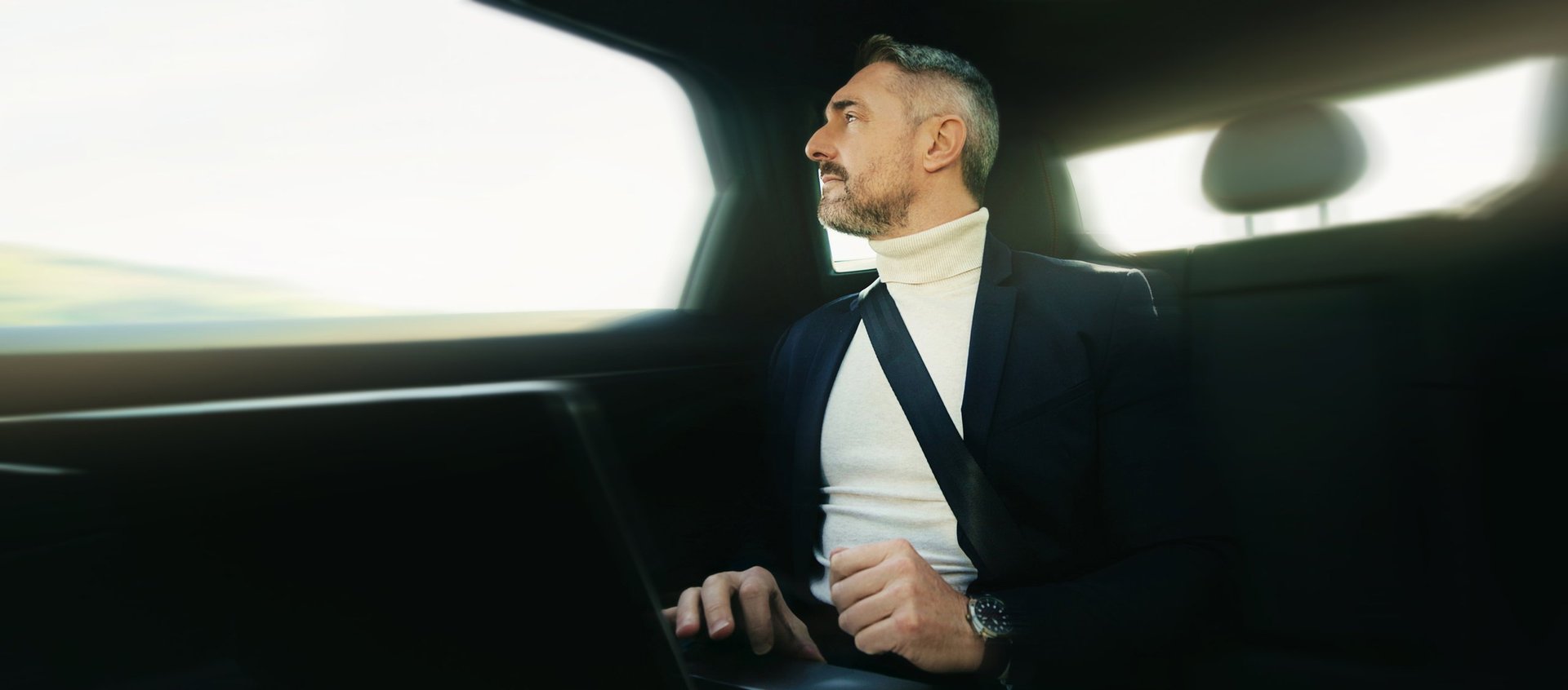 Businessman in luxury transportation