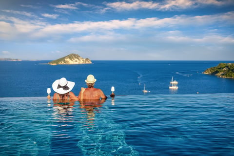 Couple watching sunset over the Mediterranean