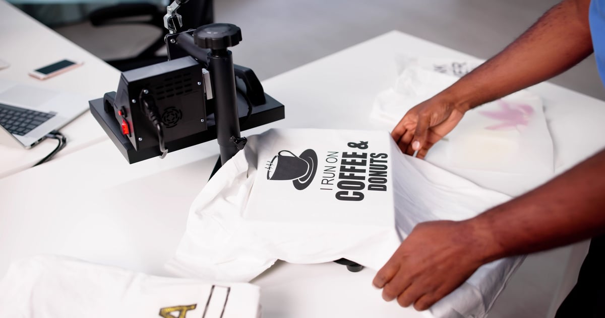 DTF apparel printing production in progress