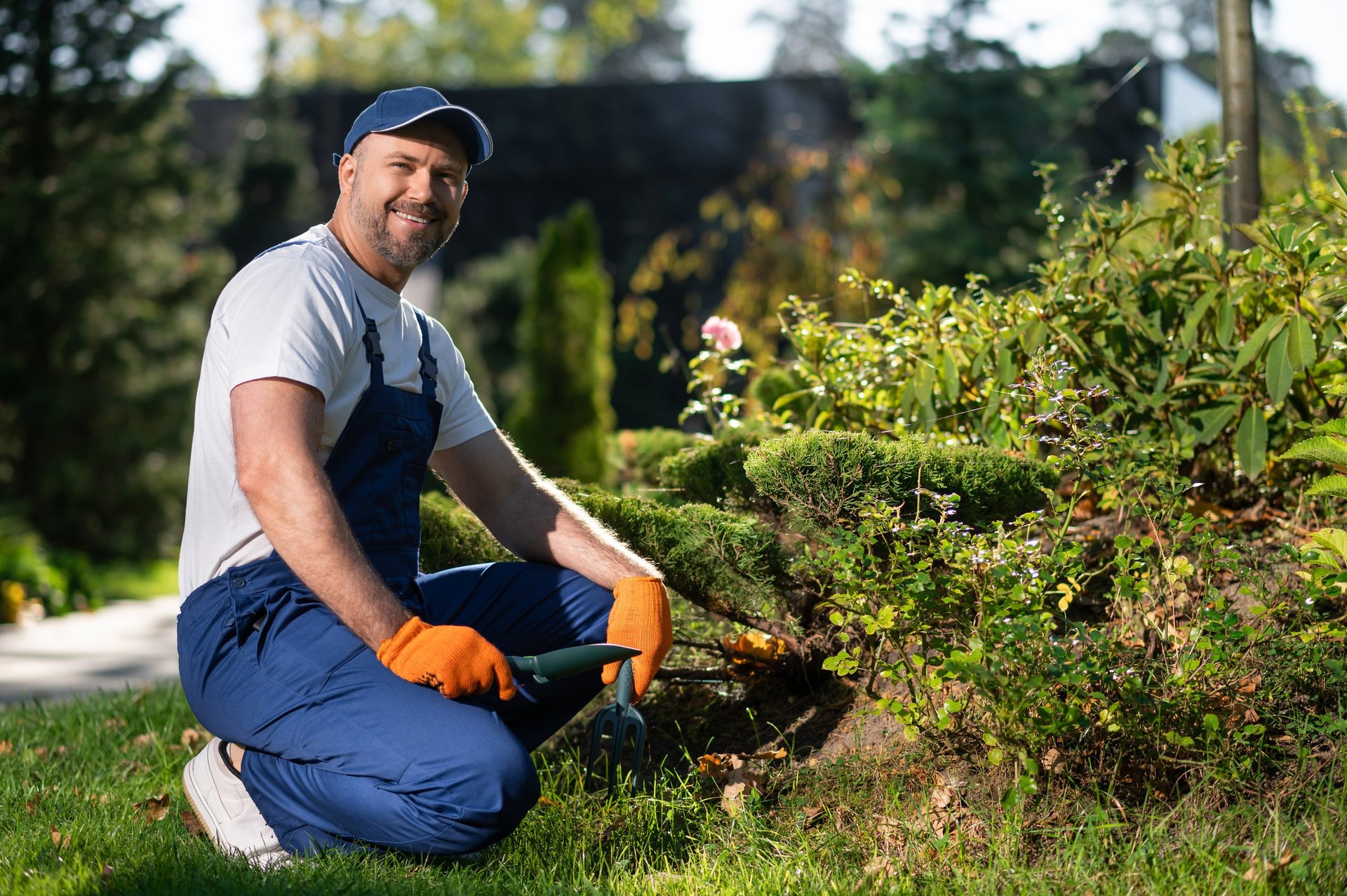 Professional landscaper at work