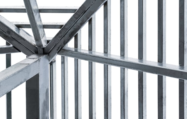 Steel beam structure roof building frame