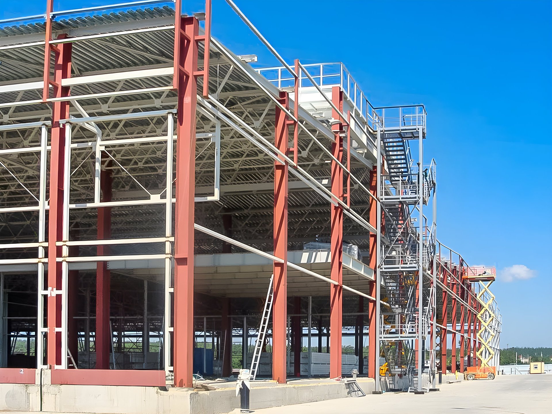 Structural steel framework construction site
