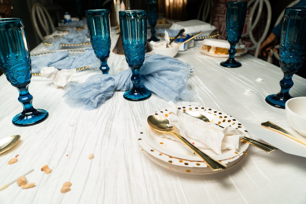 Aftermath of a celebration showing work to be done