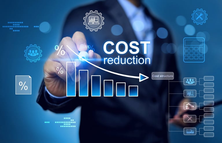Businessman analyzing cost reduction and profit optimization strategies