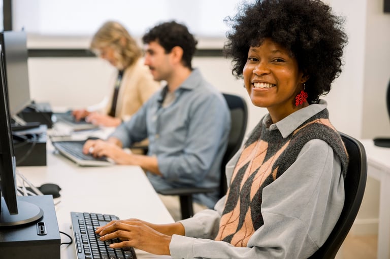 Students working on computers in a computer lab