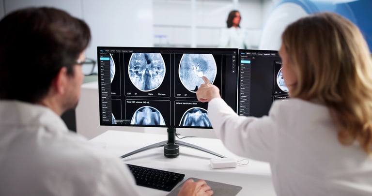 Expert Neuro Radiologist Analyzing MRI Brain Scan Using Cutting-Edge Technology