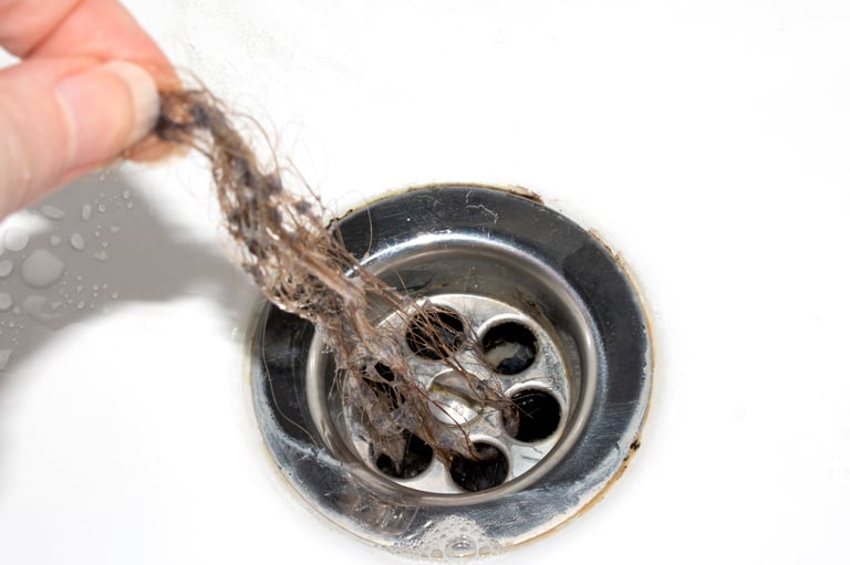 Close-up of drain inspection work