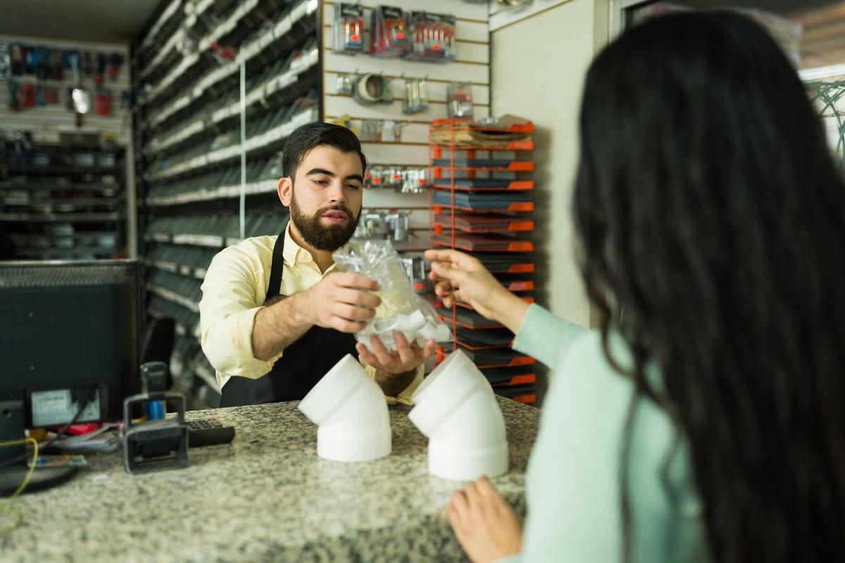 Professional plumbing parts counter service