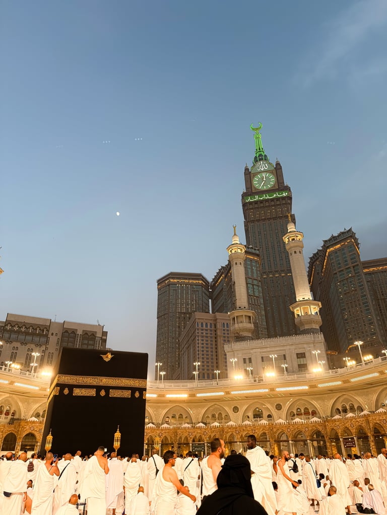 Pilgrims performing Tawaf around the Holy Kaaba at Masjid al-Haram