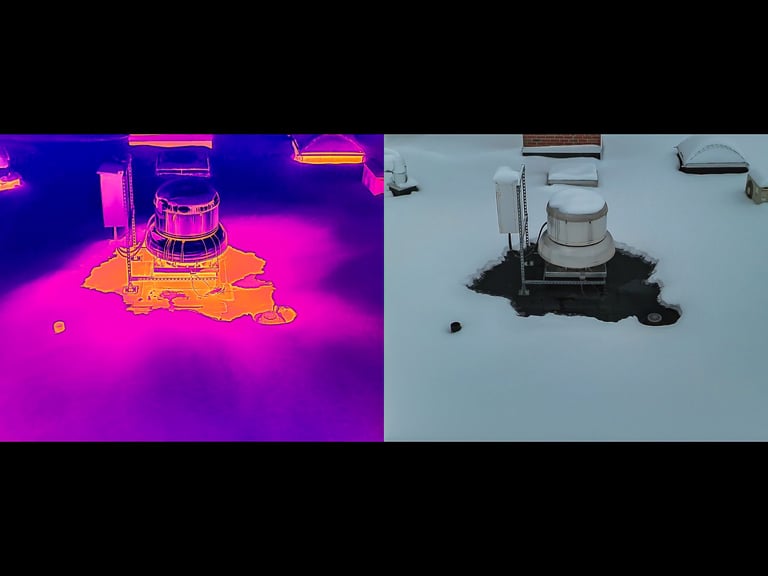 Side by side thermal and visible image showing heat loss detection