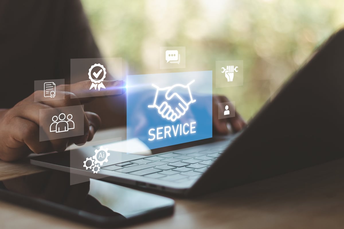 Business service and customer support concept with digital assistance