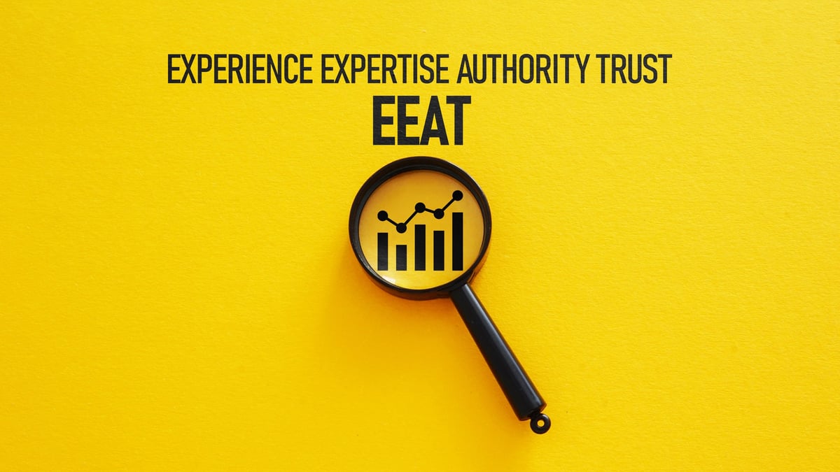 An abstract illustration representing E-E-A-T principles and content architecture