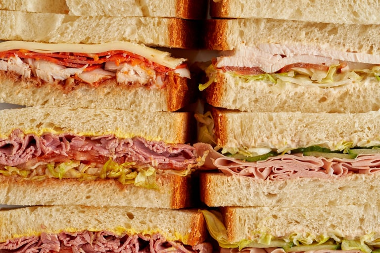Assortment of fresh deli sandwiches