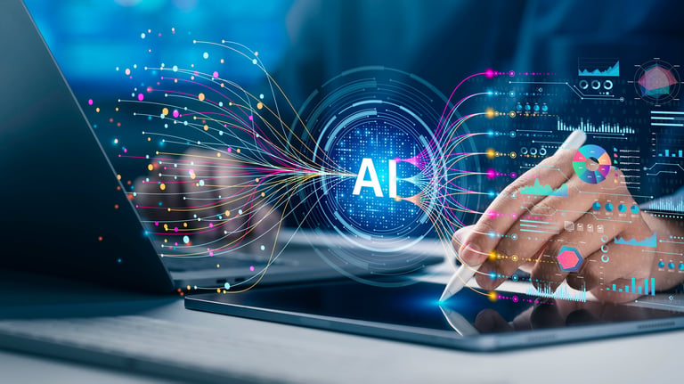 Analyst using AI technology for complex data analysis and workflow automation