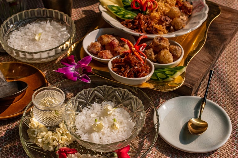 Traditional Thai Khao Chae summer delicacy