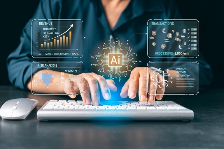 Business professional connecting bank accounts to AI finance platform