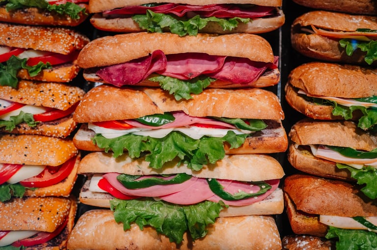 Variety of fresh deli sandwiches