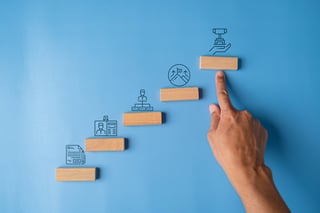 Career growth concept with wooden blocks
