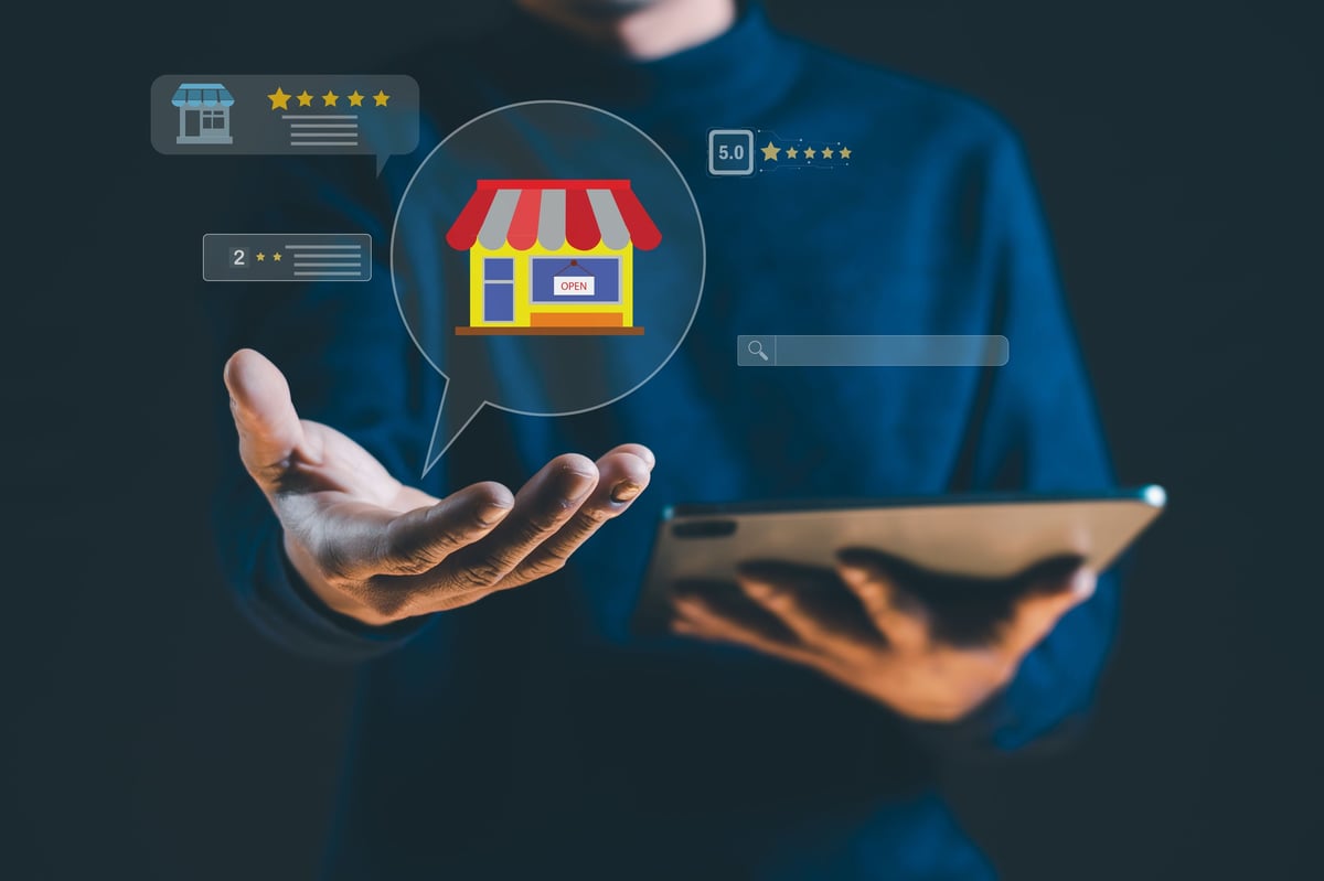 Digital marketing results — storefront visibility, customer reviews, and star ratings