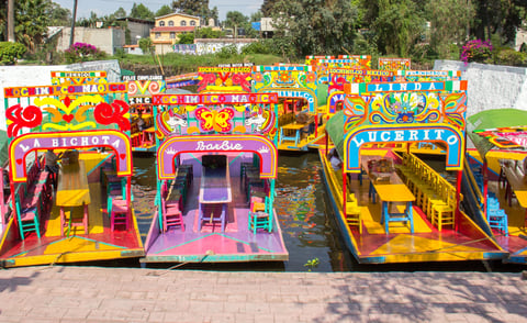 Trajineras en Xochimilco