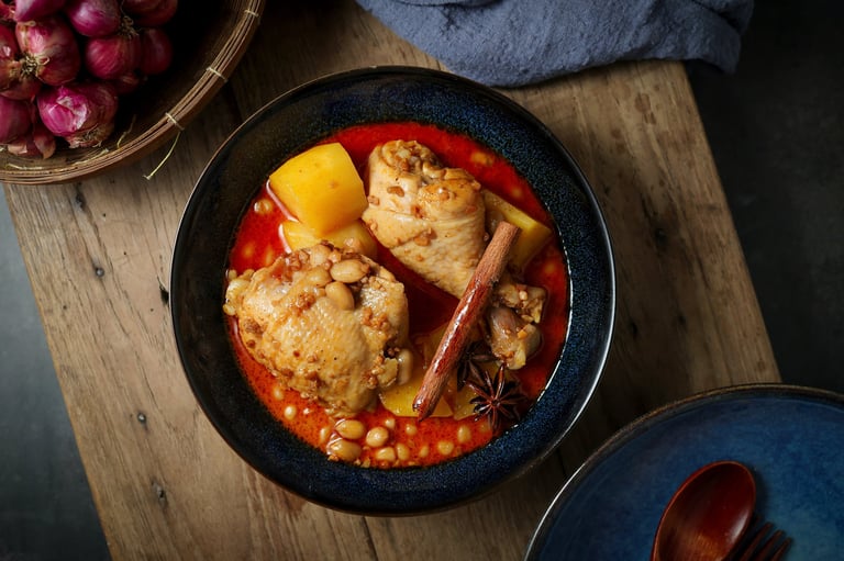 Massaman chicken curry with aromatic spices