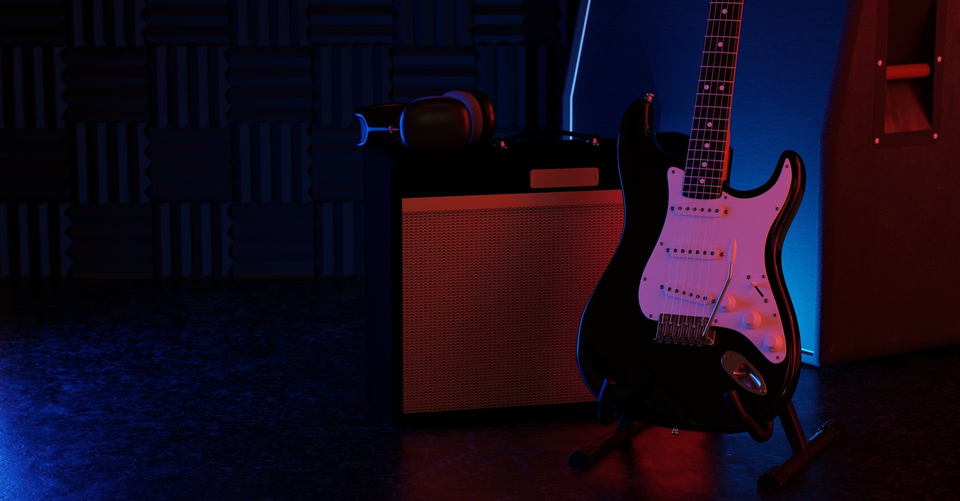 Electric guitar in studio