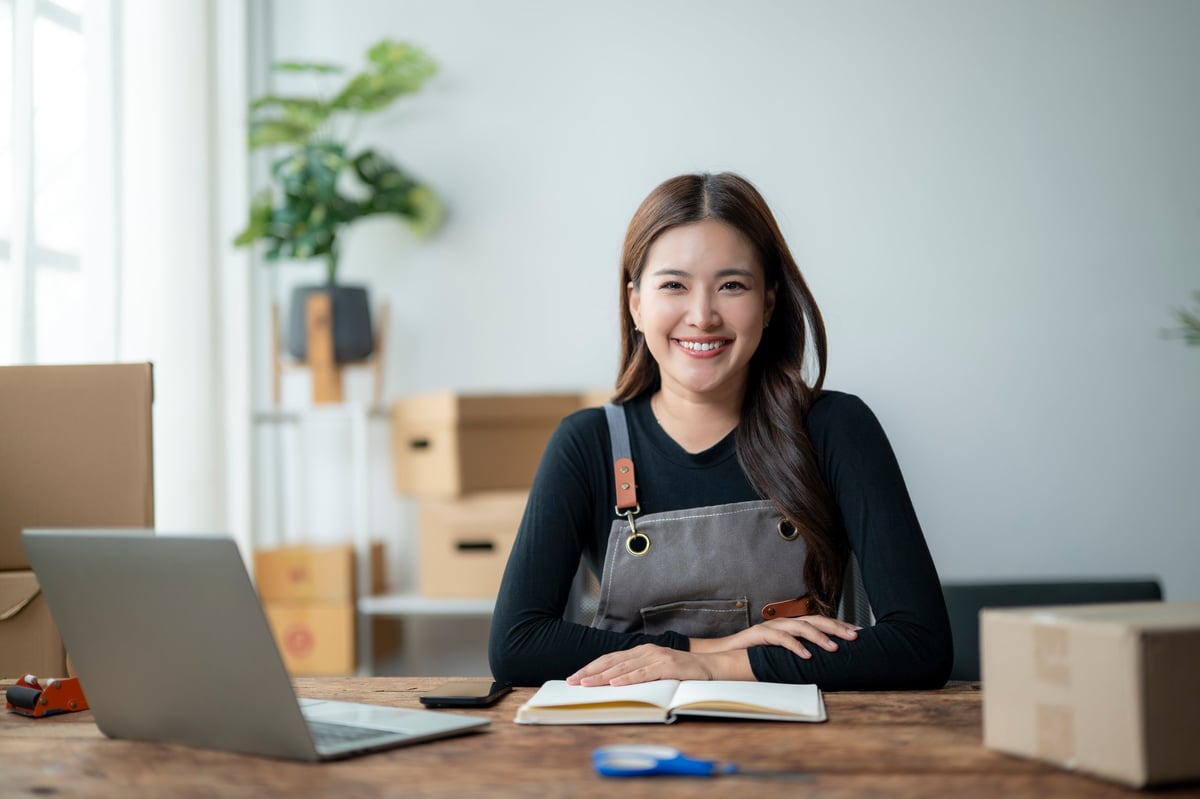 Self-employed borrower reviewing income documents
