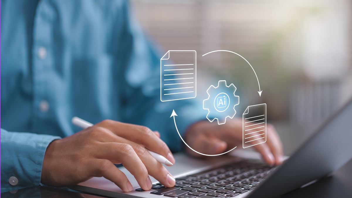 AI document processing and workflow automation on laptop