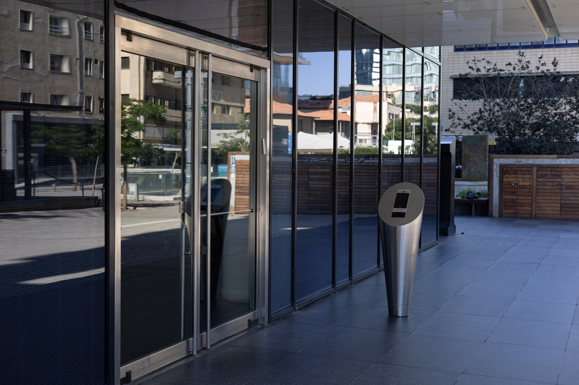 Commercial door fitted with an electronic access control reader in Austin, Texas