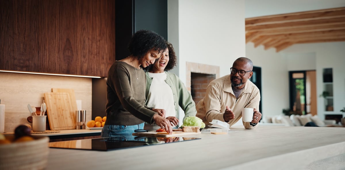 Family relaxing in a renovated home after completing a home improvement project