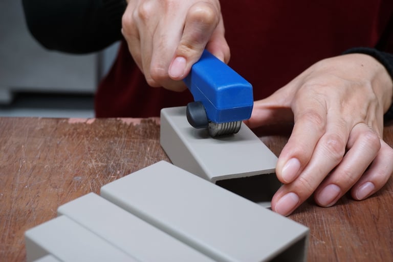 Control de calidad ISO 9001:2015 — prueba de adhesión de pintura en polvo en fábrica DQ Powder Coatings