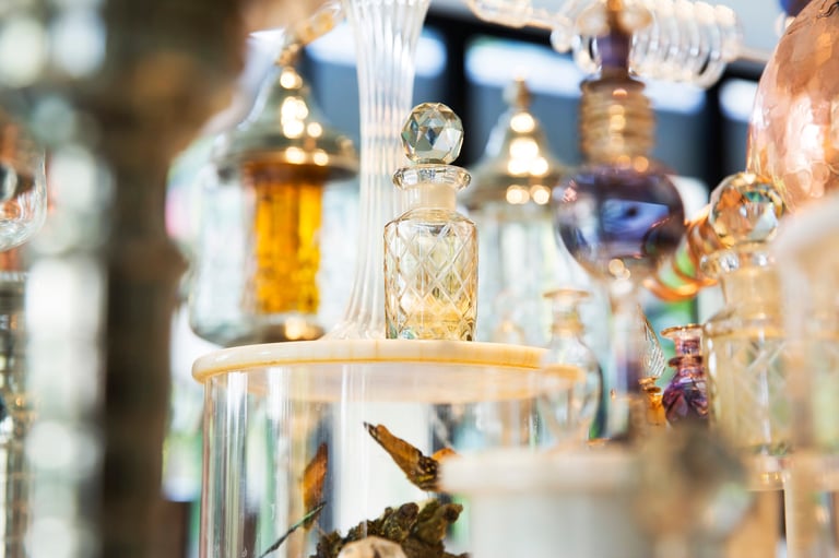 Vintage glass perfume bottles — curated fragrance collection